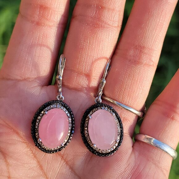 Absolutely stunning rare rose quartz black spinel diamond 925 sterling silver ea - Picture 11 of 16